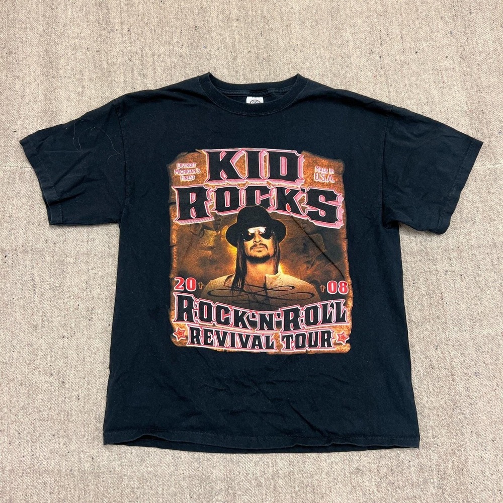 Vintage Kid Rock Shirt Mens Large Black 2000s Rock N Roll Revival Tour